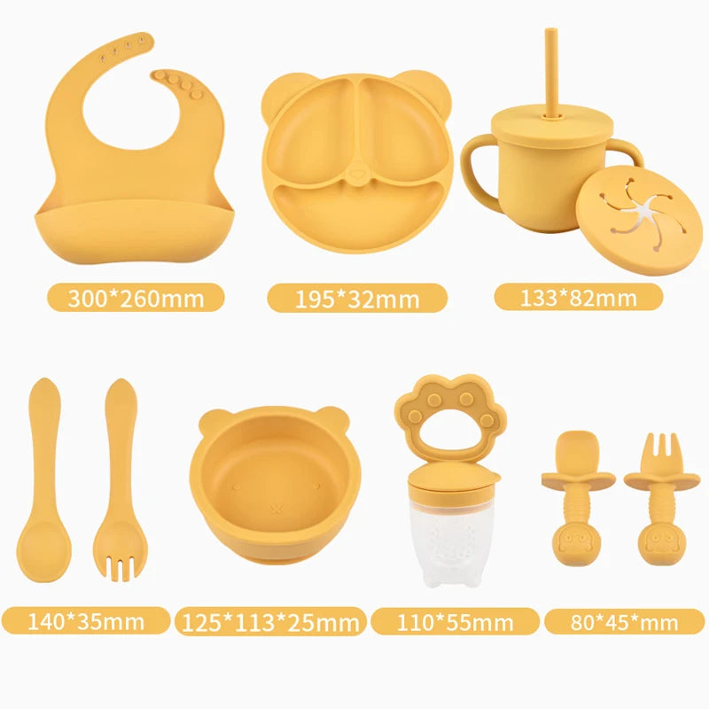 9PCS BPA-Free Silicone Baby Feeding Set