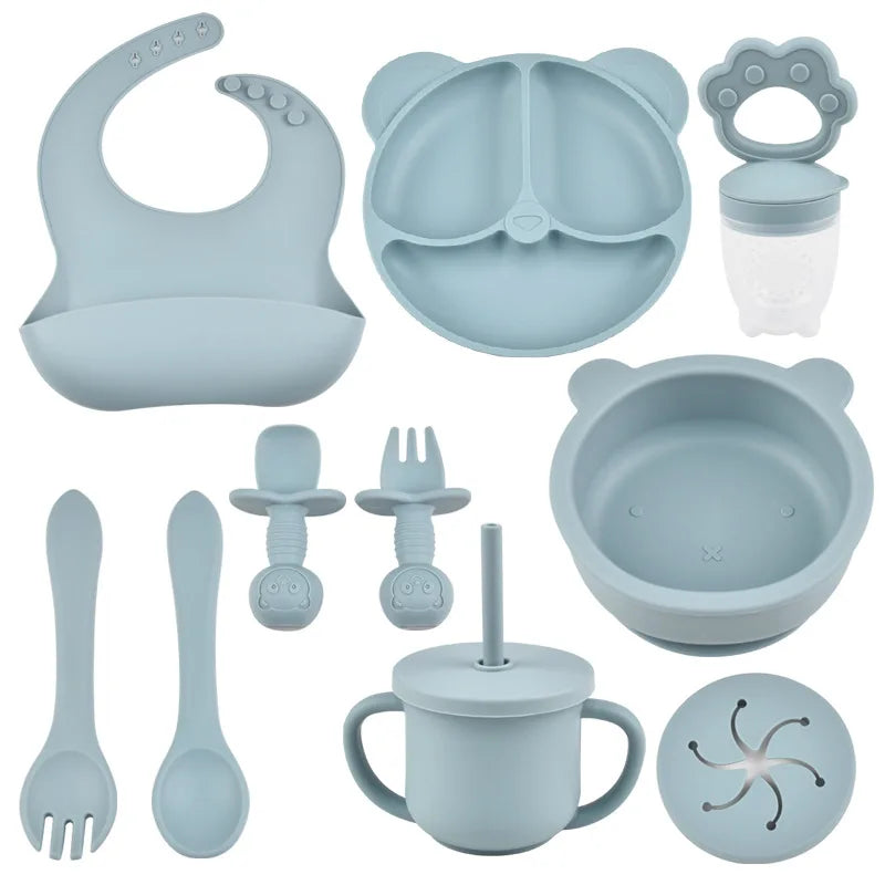 9PCS BPA-Free Silicone Baby Feeding Set